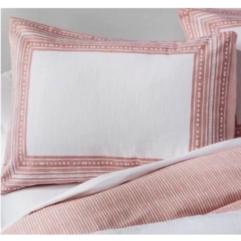 THRESHOLD 3 PIECE CORAL BORDER PRINT DUVET SET